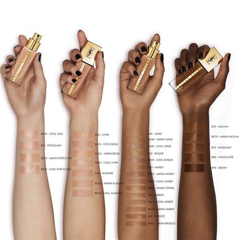 ysl touche éclat foundation shades|ysl touche eclat colour chart.